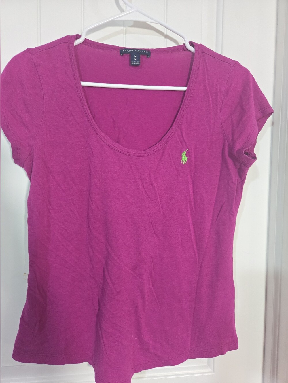 Ralph Lauren Sport Magenta Pink Scoop Neck Tee Shirt Women’s Medium